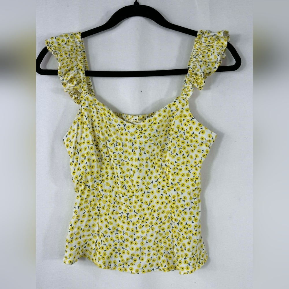 H&M Yellow Floral Smocked Top
